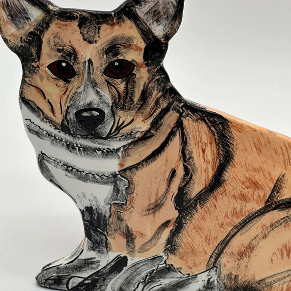 Vintage 1990s Dogs by Nina Corgi Vase Planter Discontinued Edition Ceramic Large - Picture 2 of 5